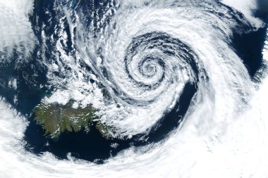 Uzaydan gelen kasırga. Atmosferik kasırga. Bu görüntünün elementleri Nasa tarafından döşenmiştir