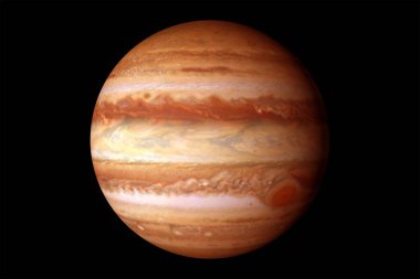Jüpiter gezegeni, büyük bir noktayla. Siyah bir arka planda. Bu görüntünün elementleri Nasa tarafından döşenmiştir