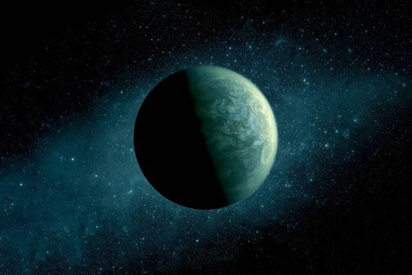 Zelená exoplaneta v hlubokém vesmíru. Prvky tohoto snímku poskytla Nasa — Stock fotografie