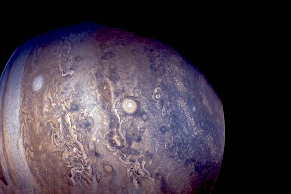 Jupiter bolygó, nagy folttal. Fekete háttérrel. Elemei ezt a képet által nyújtott Nasa — Stock Fotó