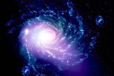 Turuncu çekirdeği olan güzel mavi bir galaksi. Bu görüntünün elementleri Nasa tarafından döşenmiştir