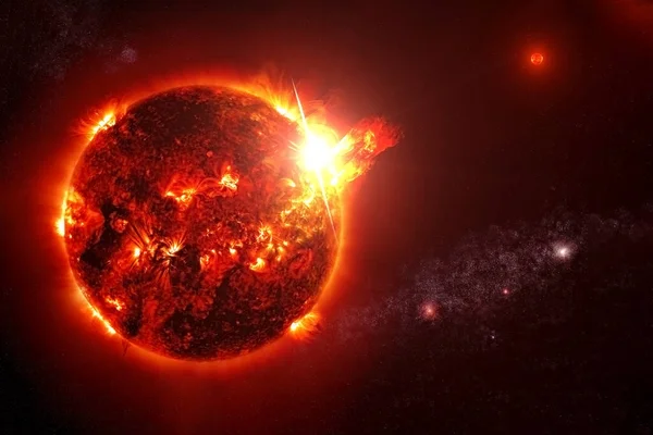 Soarele cald, fundalul. Cu furtunile. Elemente ale acestei imagini au fost furnizate de NASA. . — Fotografie, imagine de stoc
