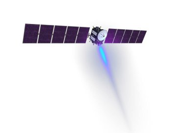 Uzay uydusu beyaz bir arkaplanda izole edildi. Bu görüntünün elementleri Nasa tarafından döşendi.