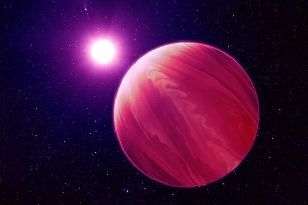 Red, hot exoplanet in deep space. Elements of this image furnished by NASA — Stock Photo, Image
