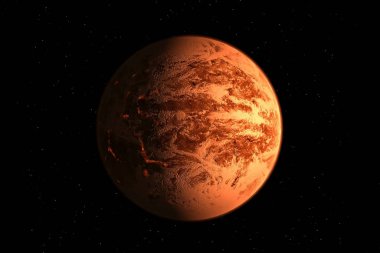 Derin uzayda sıcak turuncu gezegen. Bu görüntünün elementleri Nasa tarafından döşenmiştir