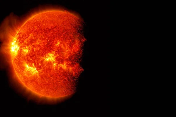 Soarele cald, fundalul. Cu furtunile. Elemente ale acestei imagini au fost furnizate de NASA. . — Fotografie, imagine de stoc