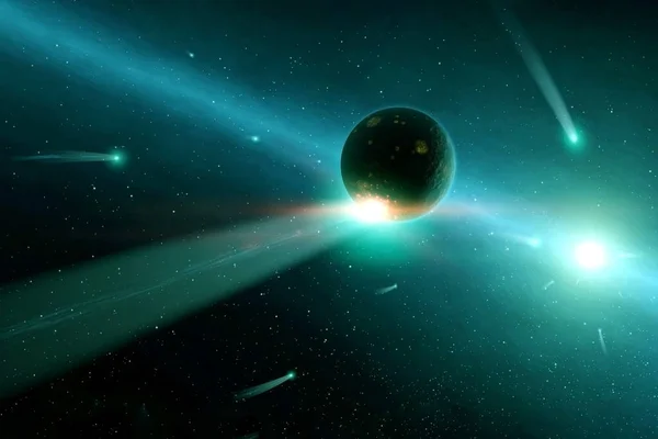 Groene exoplaneet in de ruimte. Elementen van deze afbeelding geleverd door Nasa — Stockfoto