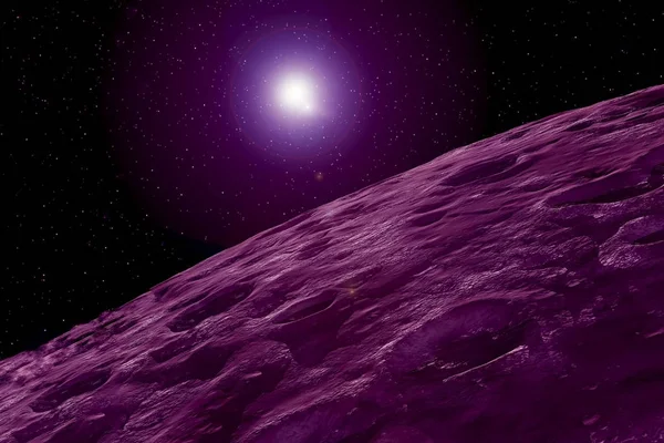 View of a star with a violet exoplanet on a dark background. Elements of this image were furnished by NASA — 스톡 사진