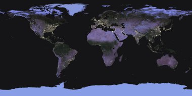 Dünya 'nın uzaydan gelen gece haritası. Bu görüntünün elementleri Nasa tarafından döşendi.