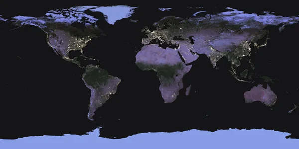 Mapa de la tierra nocturna desde el espacio. Elementos de esta imagen fueron proporcionados por la NASA . — Foto de Stock