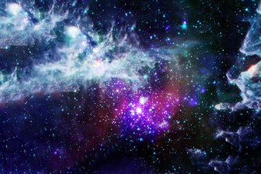 Derin uzay, yıldızlı uzak galaksi. Bu görüntünün elementleri Nasa tarafından döşendi.