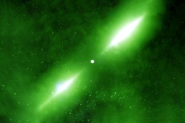 Yeşil pulsar. Bu görüntünün elementleri Nasa tarafından döşendi.