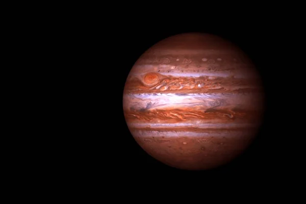 Planeta Jupiter, pe un fundal întunecat, de jos. Elemente ale acestei imagini au fost furnizate de NASA. . — Fotografie, imagine de stoc