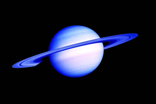 土星色彩艳丽，背景黑暗。这张照片是由美国国家航空航天局提供的. — 图库照片