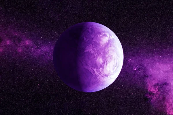 Fantastische exoplaneet van violette kleur. Elementen van deze afbeelding werden geleverd door Nasa. — Stockfoto