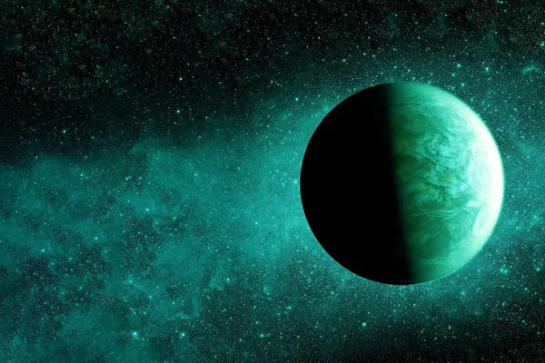 Fantastická exoplaneta zelené barvy. Prvky tohoto obrazu byly poskytnuty Nasa. — Stock fotografie