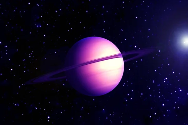 土星，粉色的。这张照片是由美国国家航空航天局提供的. — 图库照片