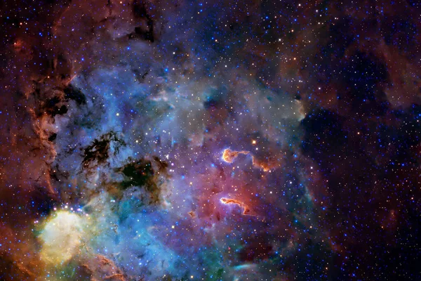 Yıldızları Galaksileri Olan Farklı Renklerde Güzel Bir Nebula Görüntünün Elementleri — Stok fotoğraf