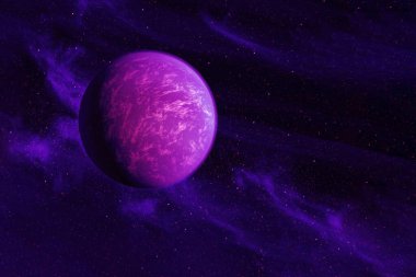 Uzayın derinliklerinde bir gezegen. Bu görüntünün elementleri NASA tarafından döşendi. Herhangi bir amaç için.