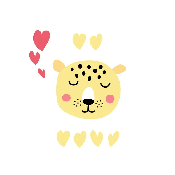Kinderillustration Mit Einem Verliebten Leoparden — Stockvektor