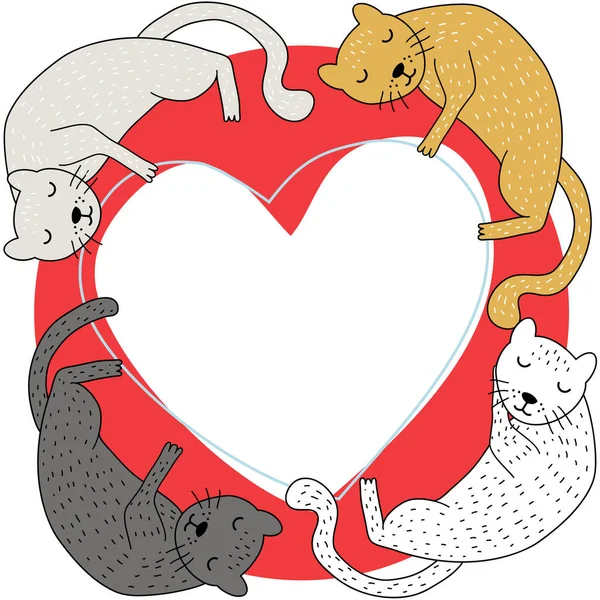 Cat Keeps Heart Happy Valentine Day — стоковый вектор