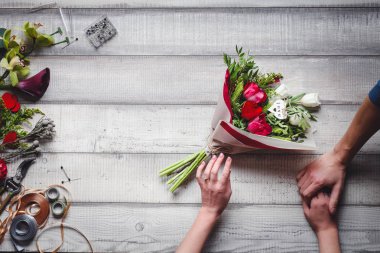 humen el buket gül, metin için yer beyaz tablo