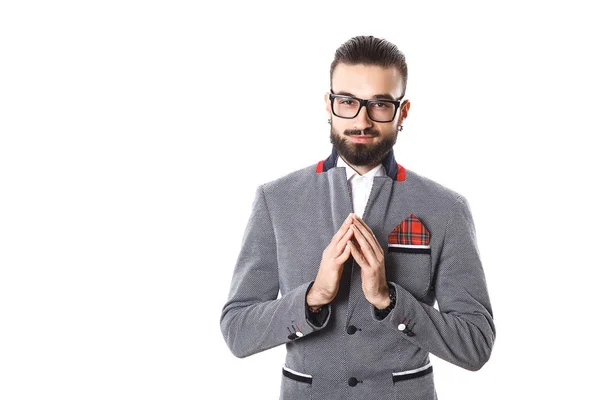 Homme élégant dans une vieille veste semble élégant dans le cadre , — Photo