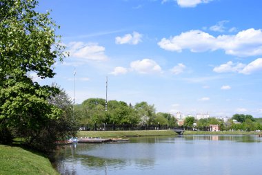 Güzel bir manzara ve bir göl ülke park