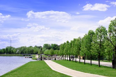 Güzel bir manzara ve bir göl ülke park