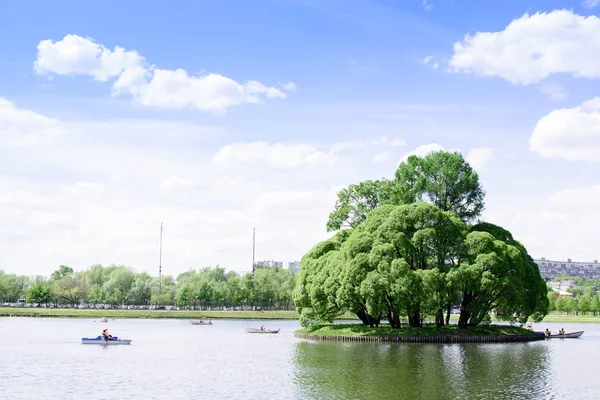 Parque rural con un hermoso paisaje y un lago — Foto de Stock