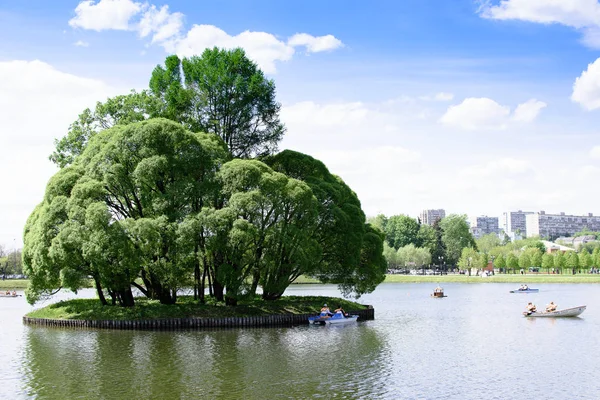 Parque rural con un hermoso paisaje y un lago — Foto de Stock