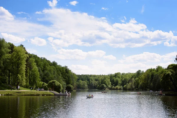 Country park with a beautiful landscape and a lake Stock Photo