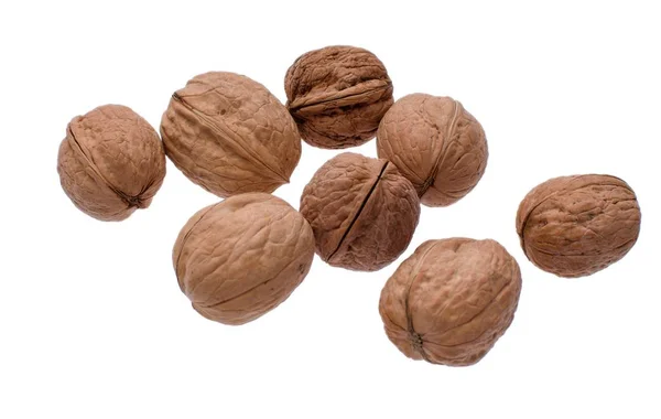 A lot of walnut isolated on white background — Stock Photo, Image
