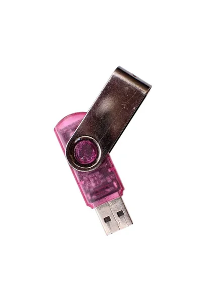Beyaz arka plan üzerinde izole kırmızı bilgisayar flash sürücü