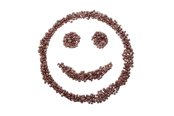 Sorriso alegre de grãos de café, isolado em fundo branco — Fotografia de Stock