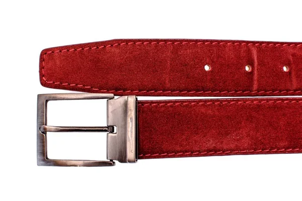 Cinturino rosso maschile alla moda isolato su sfondo bianco — Foto Stock