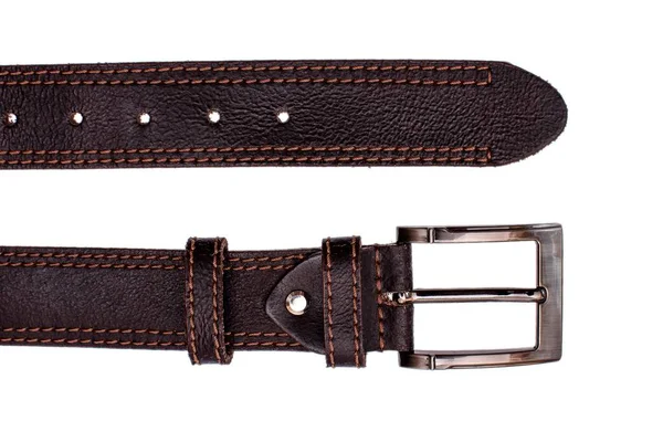 Şık erkekler kahverengi kemer beyaz arka plan üzerinde izole