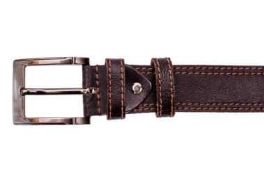 Beyaz arka plan üzerinde izole moda erkek kahverengi gri deri kemer