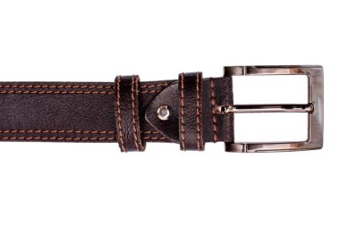 Şık erkekler kahverengi kemer beyaz arka plan üzerinde izole