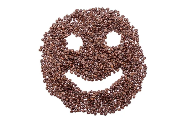 Sonriente alegre de granos de café, aislado sobre fondo blanco — Foto de Stock