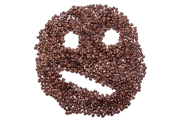 Irritado sonriente confundido de granos de café aislados sobre fondo blanco — Foto de Stock