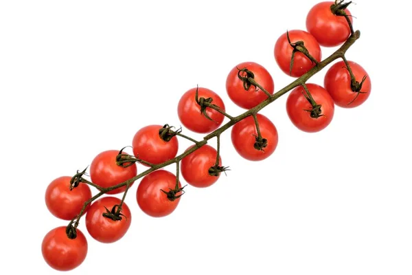 Tomates rojos cereza aislados sobre fondo blanco — Foto de Stock