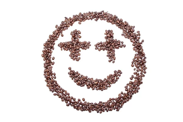 커피 콩, 흰색 배경에 고립에서 밝은 웃는 스톡 사진