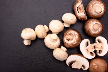 Gri ve beyaz petrol bütün mantar ve yalan bir taş siyah barut, arka plan dilimlenmiş