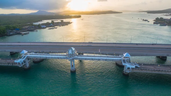 aerial view at Sarasin bridge.the bridge connect to Phuket island