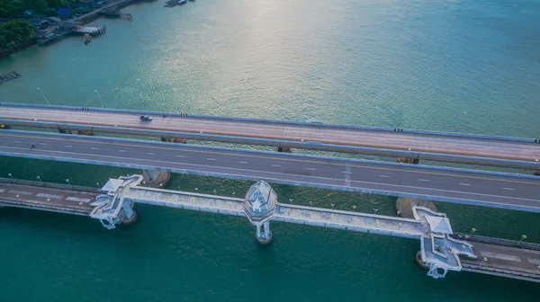 aerial view at Sarasin bridge.the bridge connect to Phuket island