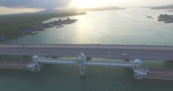 Sarasin bridge connect to Phuket island — Stock Video