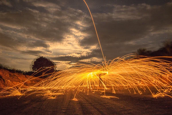 full moon party with steel wool