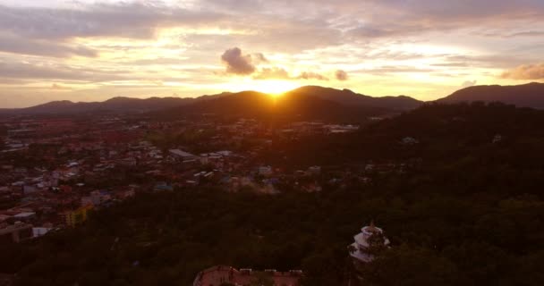 Aerial view at Khaorang view tower in Phuket town — Stock Video