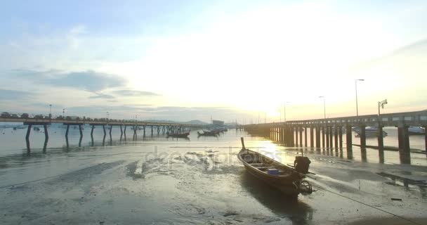 Aerial photography at Chalong pier there have two bridges — Stock Video